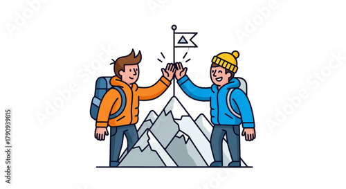 Two Friends Celebrating Peak Performance and Triumphing Over Adversity Together