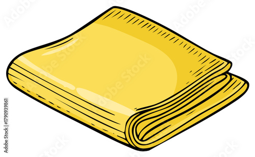 Illustration of neatly folded yellow napkins with black outline and simple shading