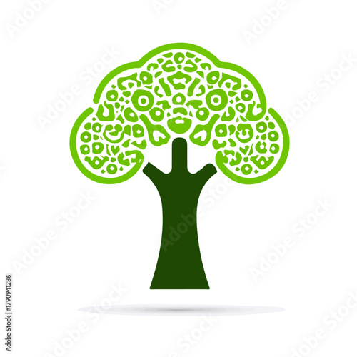 Very Simple flat 2D illustration of kale isolated on a white background, AI, vector mint leaves branch icon set, simple design in a flat design