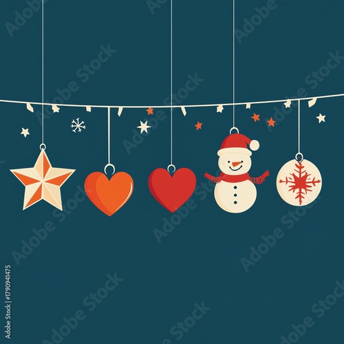 Festive Flat Design Christmas Ornaments