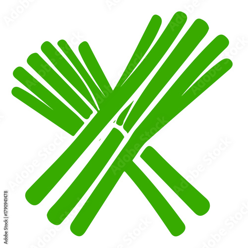 Very Simple flat 2D illustration of leek branches isolated on a white background, vector mint leaves branch icon set, simple design in a flat design