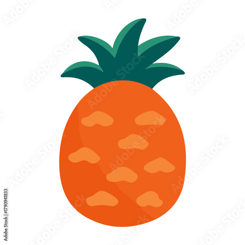 Simple flat 2D illustration of a pineapple set isolated, Bright and simple 2D vector set, isolated on transparent background — clean animation-inspired design by me. 