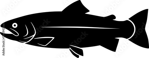 trout silhouette line art vector illustration with a white background
