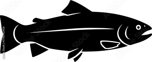 trout silhouette line art vector illustration with a white background
