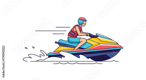 Thrilling Summer Fun: A Person Jetskiing Fast On Water Against a Black Background