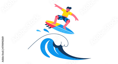 Thrilling Summer Fun: A Surfer Riding A Vibrant Wave Under The Dark Sky