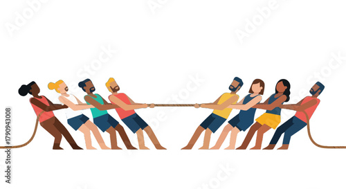 Teamwork And Tug Of War Depicting Competition And Determination On Black Background