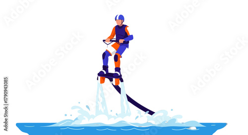 Thrilling Water Sport: A Person Soaring High Above the Sparkling Waters Using a Flyboard