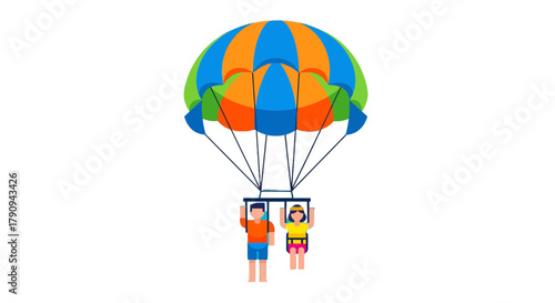 Thrilling Aerial Adventure: A Colorful Parasailing Experience Over a Black Background