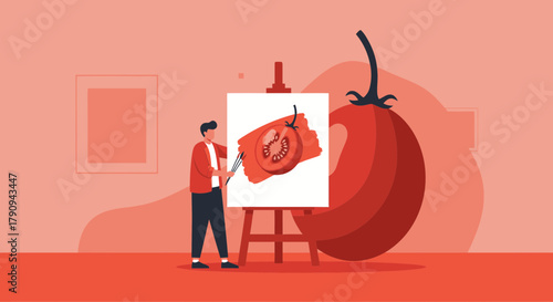 Tomato Art Creation Illustrates An Artistic Depiction And Culinary Masterpiece