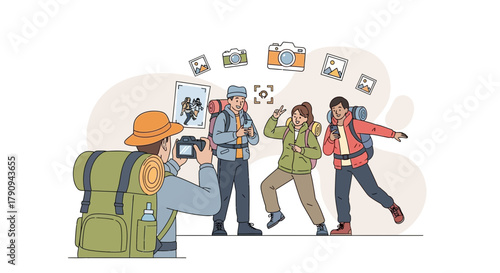 Tourists Capture Moment With Pictures While Enjoying The Outdoor Adventure Scene