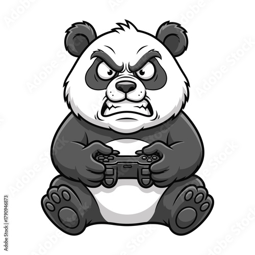 Angry Panda Gamer Playing Video Games