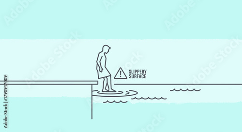 Swimming Pool Safety Illustration Explaining the Potential Hazards of Slippery Areas