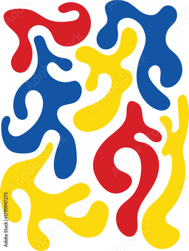 COLOR FUL hand drawn greasy drops liquid shapes background 