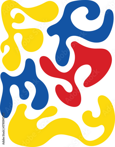 COLOR FUL hand drawn greasy drops liquid shapes background 