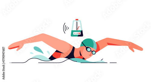 Swimming Athlete Utilizing Advanced Data Tracker for Enhanced Performance Analysis