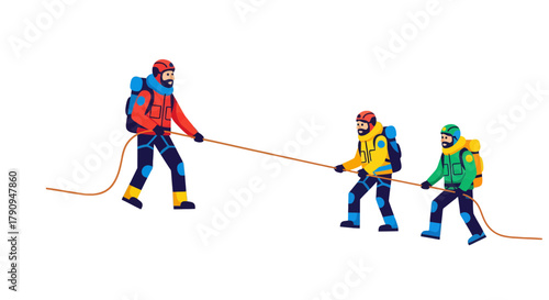 Teamwork And Perseverance: Depicting Determination During Mountain Climbing Expedition