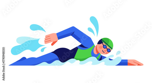Swimming Enthusiast Gliding Through Water With Athletic Determination And Focus