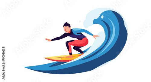 Surfer On A Wave Performing an Action Sport Against A Black Background