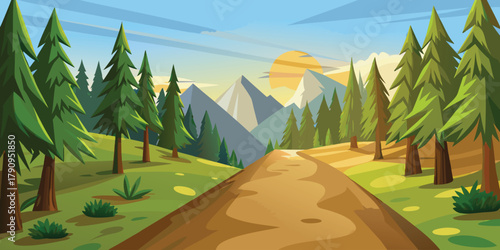 tropical landscape with palm trees and sea vector illustration