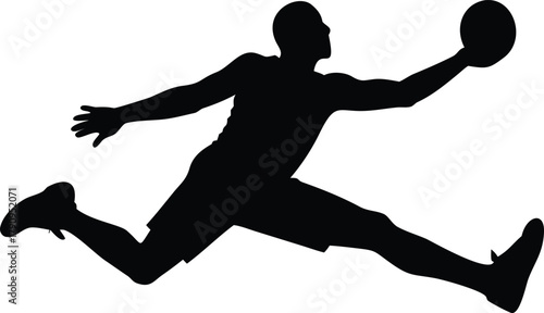 Basketball Dunk Silhouette Vector – High Jump Athlete in Action, Sports Logo Design, Dynamic Motion Graphic for Team Branding