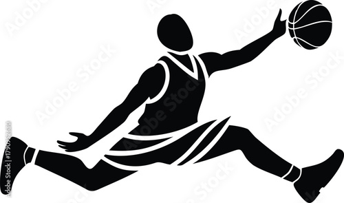 Basketball Dunk Silhouette Icon – Free Jump Shot Vector Graphic for Sports Logos, Athletes, Teams, Training, Fitness, and Design Projects