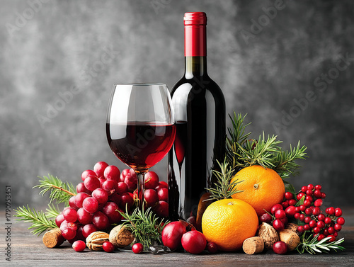 a bottle of Christmas wine