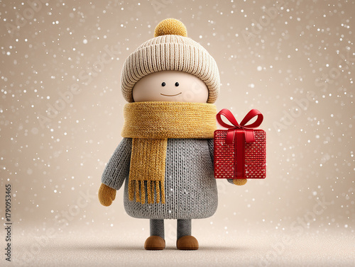 a 3d man holding a Christma...
