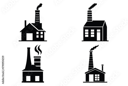 chimney vector icon icon set, black color and white background