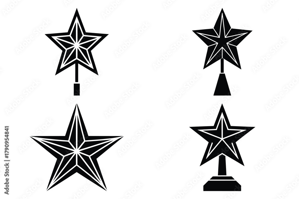 Fototapeta premium star topper vector icon set, black color and white background