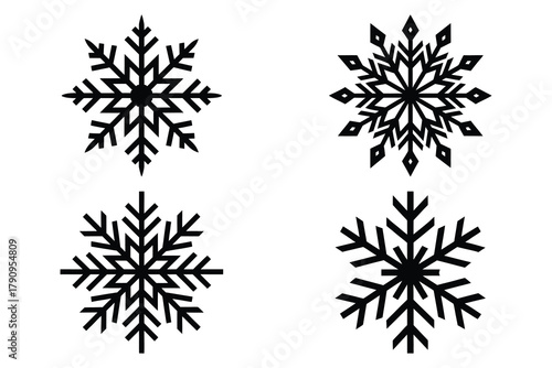 Wallpaper Mural snowflake vector icon icon set, black color and white background Torontodigital.ca