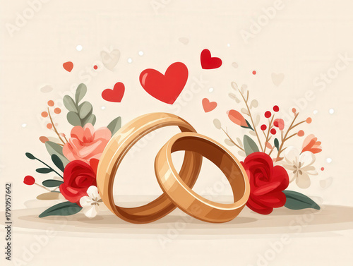 simple wedding rings illust...