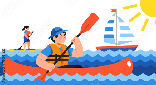 Summer Adventure: Paddling, Sailing, and Enjoying Sunny Weather at the Lake