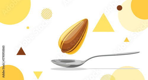 Sunflower Seed and Utensil Abstracted Composition in a Modern and Minimalist Style