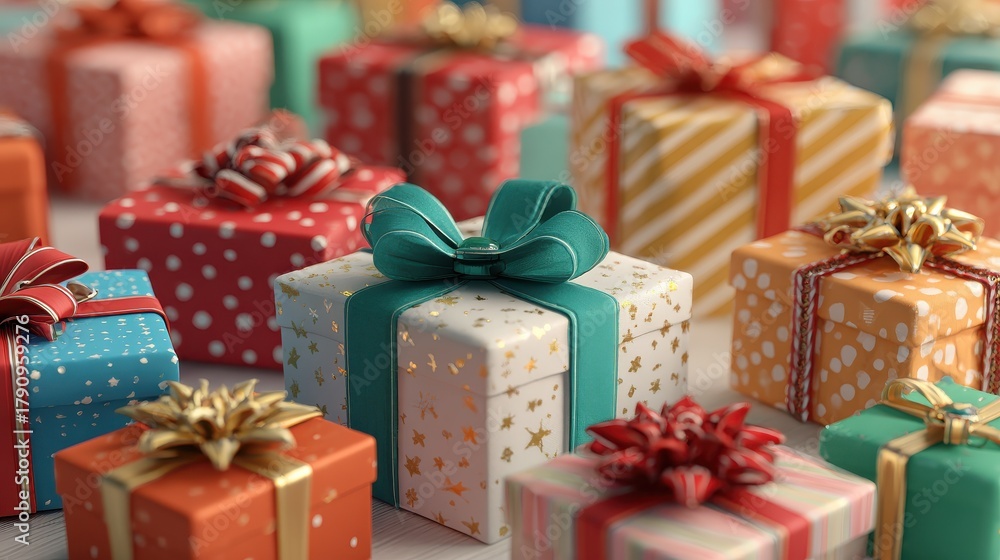 Fototapeta premium teen community service concept gift wrapping with colorful ribbons and festive decorations