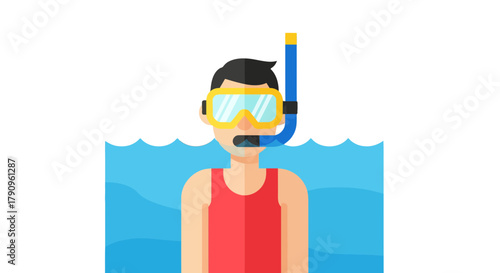 Snorkeler Appreciating Underwater Landscapes and Aquatic Marvels During Summer Vacation