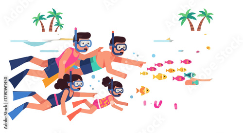 Snorkellers Explore Vibrant Underwater World, Tropical Reefs, And Sunny Beach Vacation