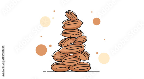 Stacked Almonds: An Abstract Digital Illustration of Healthy Food, Perfect for Design