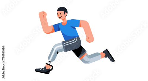 Runner With Prosthetic Leg Running With Determination Against Black Background