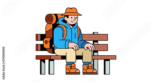 Restful Moments: Animated Backpacker Takes A Moment Of Pause And Contemplation