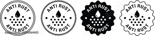Anti Rust Coating Product Label Seal Set with Water Drop Icon for Metal Protection, Automotive Products, and Industrial Commercial Use
