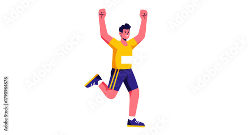 Runner Celebration with Raised Arms Against a Black Backdrop, Winner Concept Displayed Perfectly