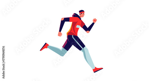 Runner In Action Sportswear Against Black Backdrop For Design And Advertising