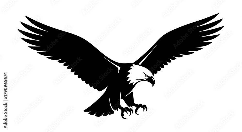 Fototapeta premium Soaring Silhouette: A majestic eagle with outstretched wings soars gracefully against the expanse, embodying freedom and strength.