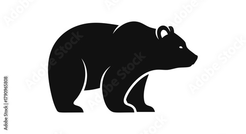 Bear Silhouette: A sleek, minimalistic representation of a majestic bear, perfectly capturing its powerful form and embodying the strength of the wild.
