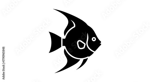 Silhouette of Angel Fish: A simple yet elegant silhouette of an angelfish, captured in striking black against a clean backdrop. a testament to the beauty of simplicity.