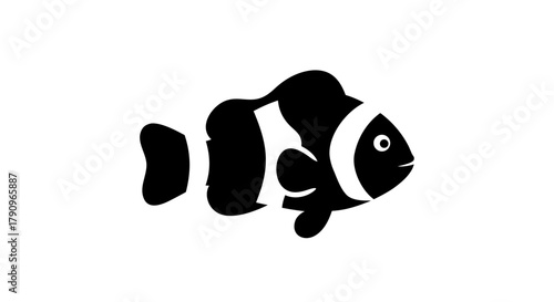 Clownfish Silhouette: A striking silhouette of a clownfish, its iconic stripes and form captured in bold simplicity, showcasing the elegance of marine life.