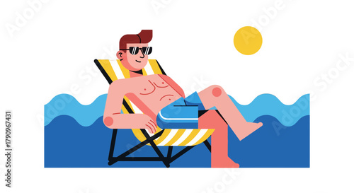 Relaxation And Refreshment Depicted Through A Graphic Illustration of A Man Lounging