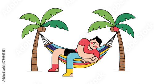 Relaxed Person In Hammock Dreaming Under Palm Trees On A Peaceful Sunny Day