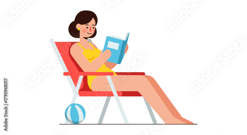 Relaxed Vacationer Reading On Beach While Enjoying A Sunny Day Of Leisure